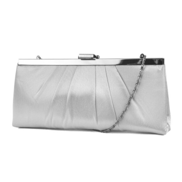 Gunne Sax by Jessica McClintock Satin Pleated Clutch Evening Bag with Chain - Picture 1 of 9
